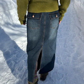 Denim long skirt