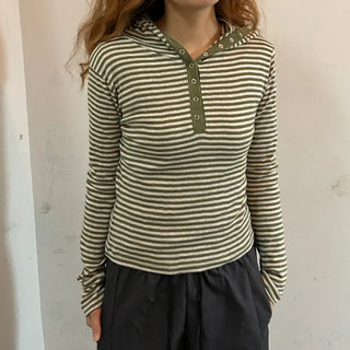 Striped button-down T-shirt