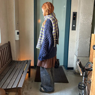 Washed wide denim pants