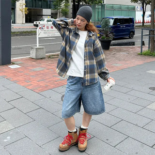(Unisex) Casual Ombre Check Shirt