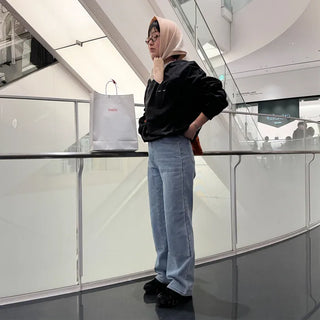 Double-knee denim pants