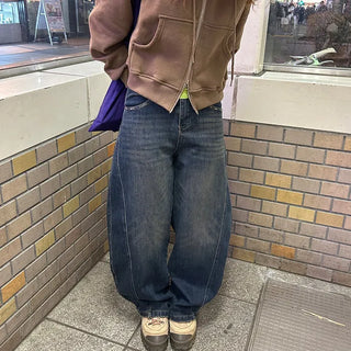 Semi-wide leg denim pants
