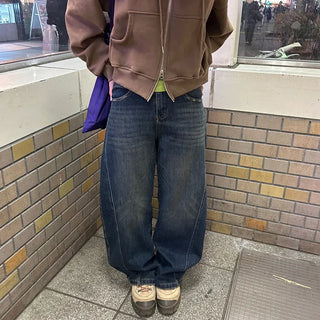 Semi-wide leg denim pants