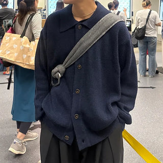 (Unisex) Standard Collar Button Cardigan
