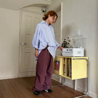 (Unisex) Washed Pintuck Wide Pants