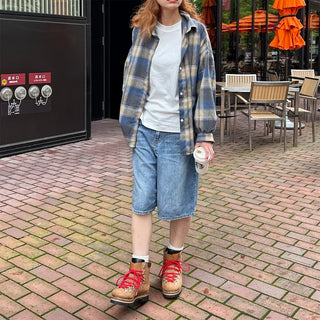 (Unisex) Casual Ombre Check Shirt