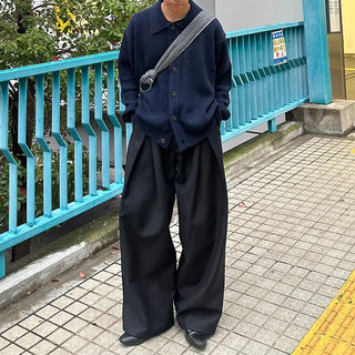 (Unisex) Standard Collar Button Cardigan