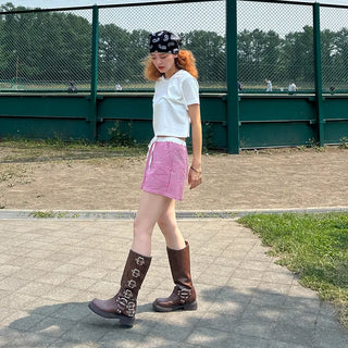 Buckle belt boots