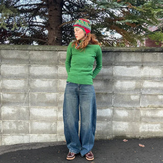 Semi-wide leg denim pants