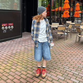 (Unisex) Casual Ombre Check Shirt