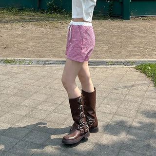 Buckle belt boots