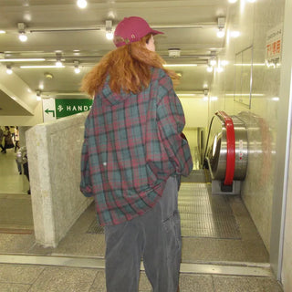 (Unisex) Check Hoodie Shirt Jacket