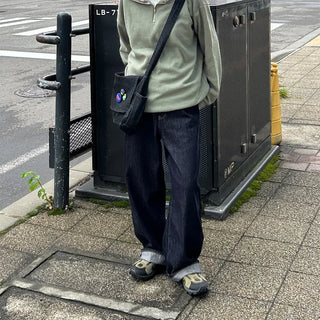 Non-washed wide-leg denim pants
