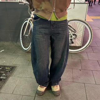 Semi-wide leg denim pants