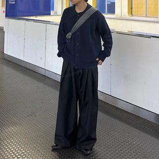 (Unisex) Standard Collar Button Cardigan