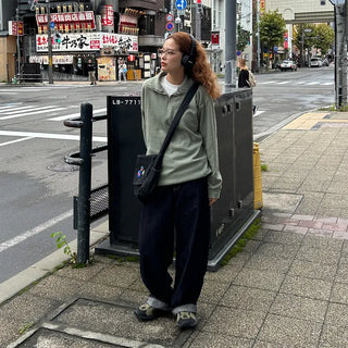 Non-washed wide-leg denim pants