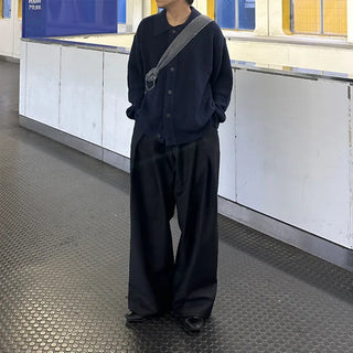 (Unisex) Standard Collar Button Cardigan