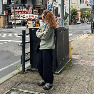 Non-washed wide-leg denim pants