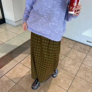 Classic check long skirt