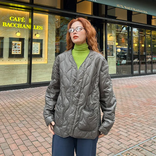 (Unisex) Quilted Button Jacket