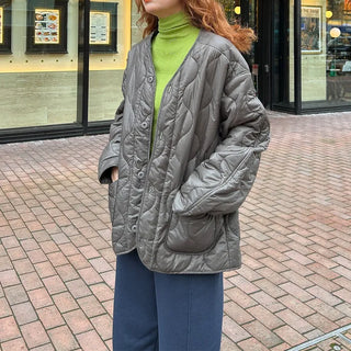 (Unisex) Quilted Button Jacket