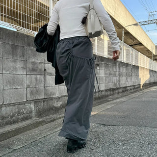 Low-balance pintuck long skirt
