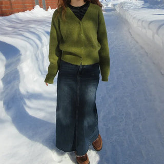 Denim long skirt