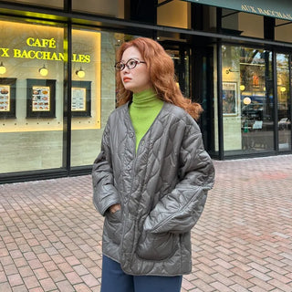 (Unisex) Quilted Button Jacket