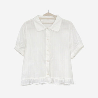 [2 colors] Nino Flake Frill Short-Sleeve Blouse