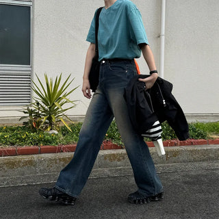 Vintage Washed Wide Denim Pants