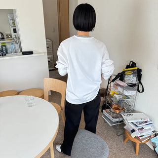 Henley neck long-sleeve T-shirt