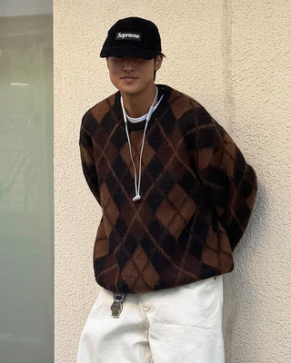 Brushed Argyle Knit