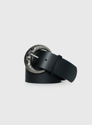 Emlynn Faux Leather Belt Black  Silver