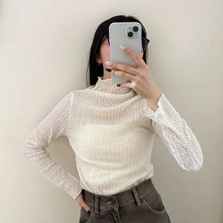 Patterned sheer long T-shirt