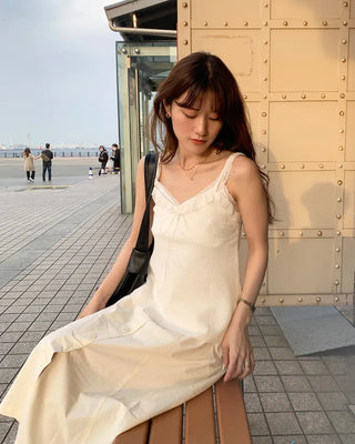 Frilled tie sleeveless dress