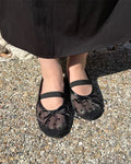 Polka Dot Mesh Mary Jane Flat Shoes