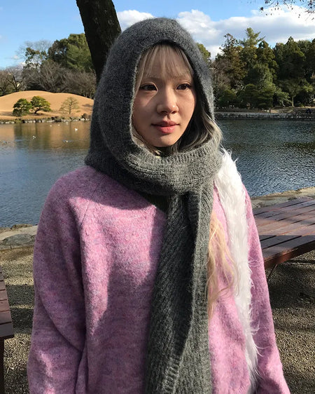 Knitted Hooded Scarf