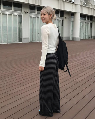 Striped elastic waist pants