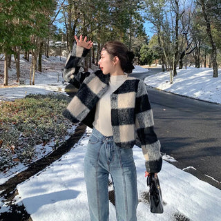 Checked cropped jacket