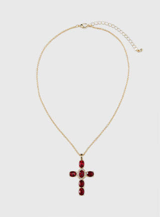 Jacintha Necklace Gold  Red