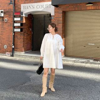 White Shirred Mini Dress
