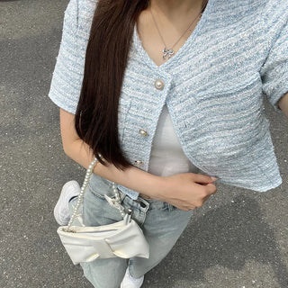 Tweed short-sleeved jacket