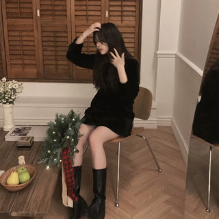 Black velvet flared dress - 2 sizes