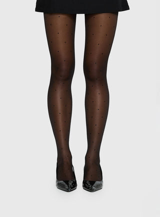 Avelaine Sheer Polka Tights Black