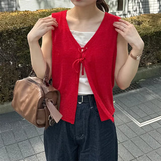 Ribbon knit vest