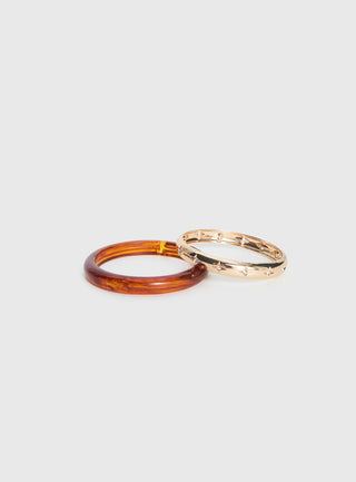 Rhi Rhi Diamante Resin Cuff Pack Brown  Gold