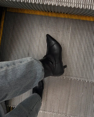 Leather pointed-toe ankle boots