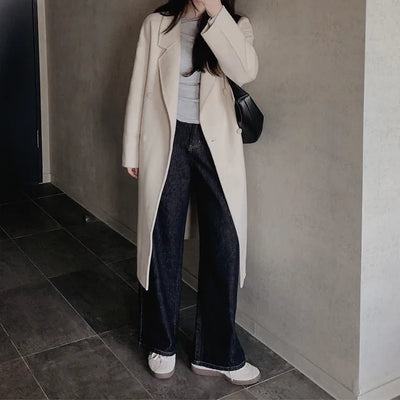 Fleece-lined low-rise denim pants