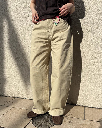 Summer cotton wide-leg pants