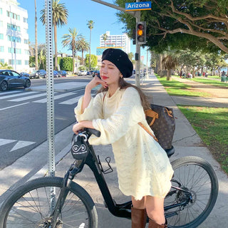 Perforated knit mini dress